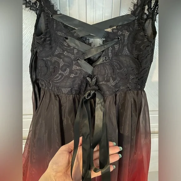 NWT DollsKill/Unholy Black and Red Ombre Mini Dress - Picture 4 of 7